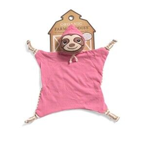 Apple Park Organic Farm Buddies SUPERSTAR SALLY SLOTH Baby Lovey Toy Pink New